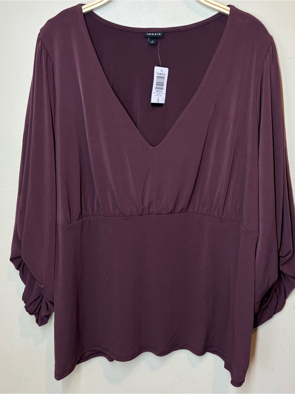 torrid Plum V-Neck Empire Seam Stretch Blouse, NWT, 4x